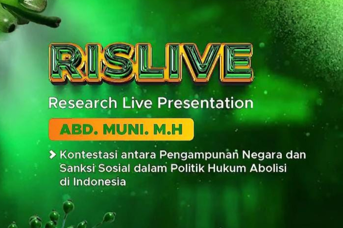 LP2M UIN Madura Gelar RISLIVE Bersama MIUTV: Abd Muni M.H. (Dosen HTN FASYA) Kupas Kontestasi Pengampunan Negara dan Sanksi Sosial dalam Politik Hukum Abolisi.